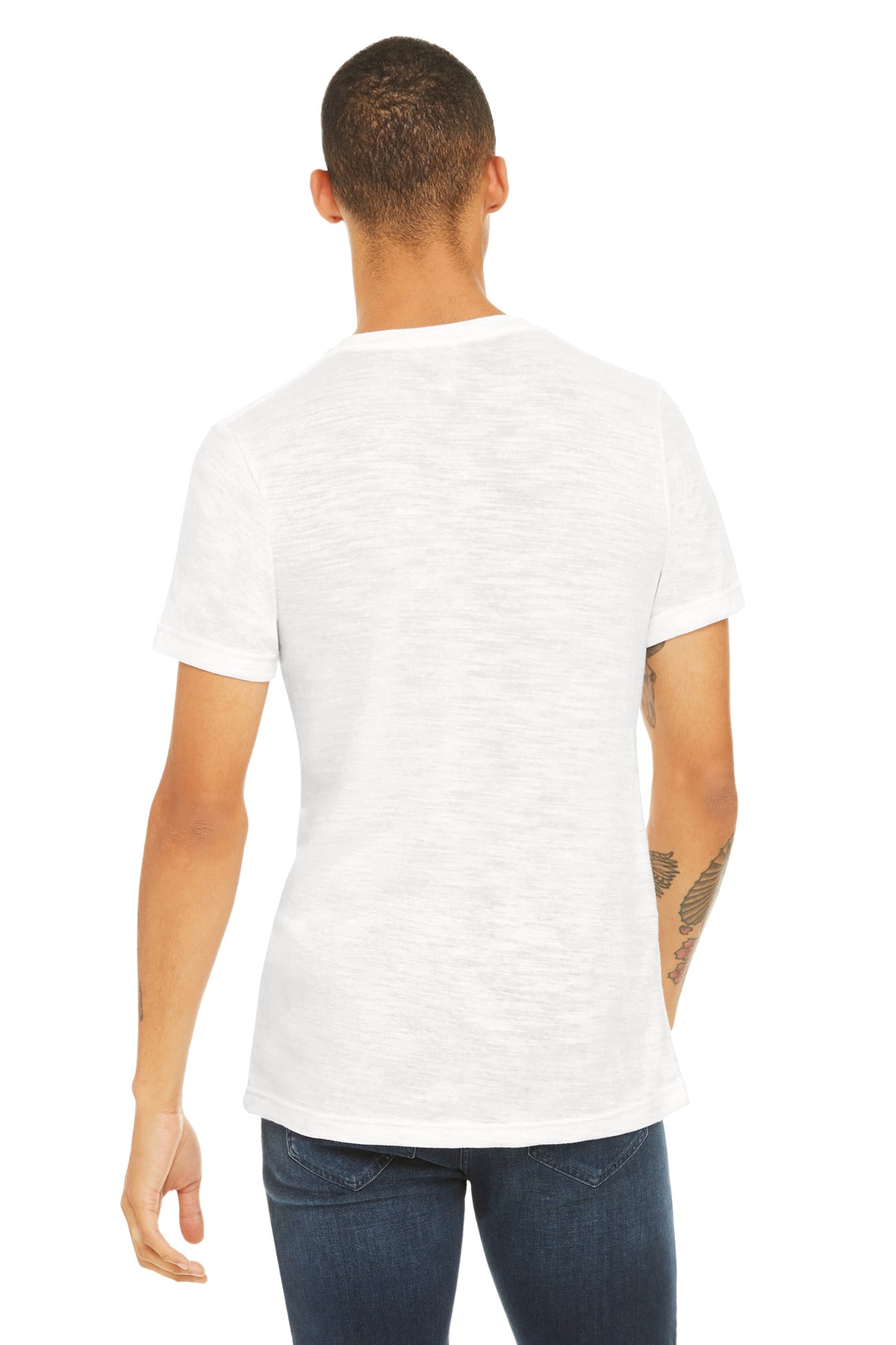 Bella+Canvas Unisex Textured Jersey V-Neck Tee BC3655 White Slub