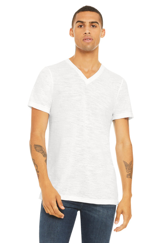 Bella+Canvas Unisex Textured Jersey V-Neck Tee BC3655 White Slub