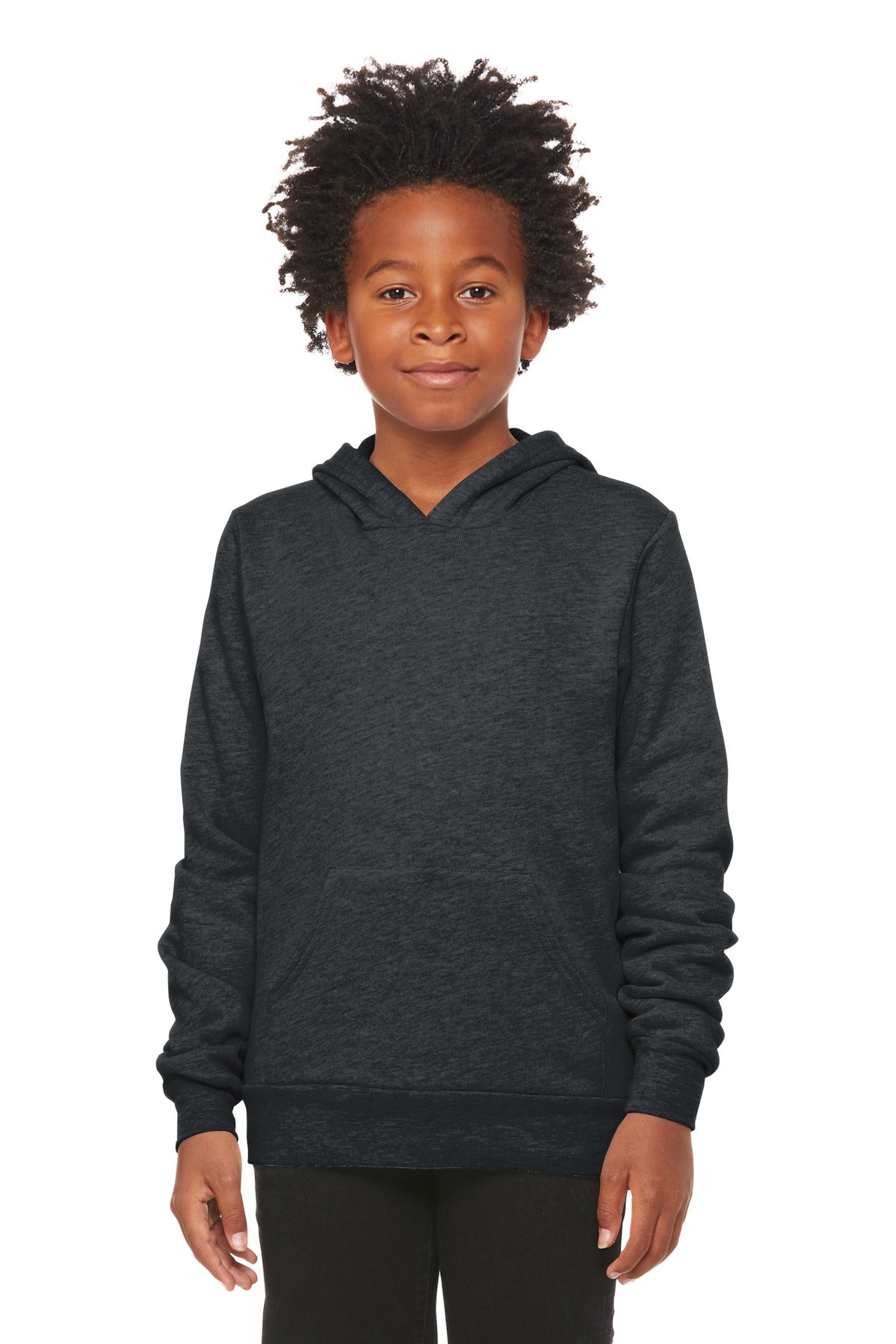 Bella+Canvas Youth Sponge Fleece Pullover Hoodie BC3719Y Dark Grey Heather