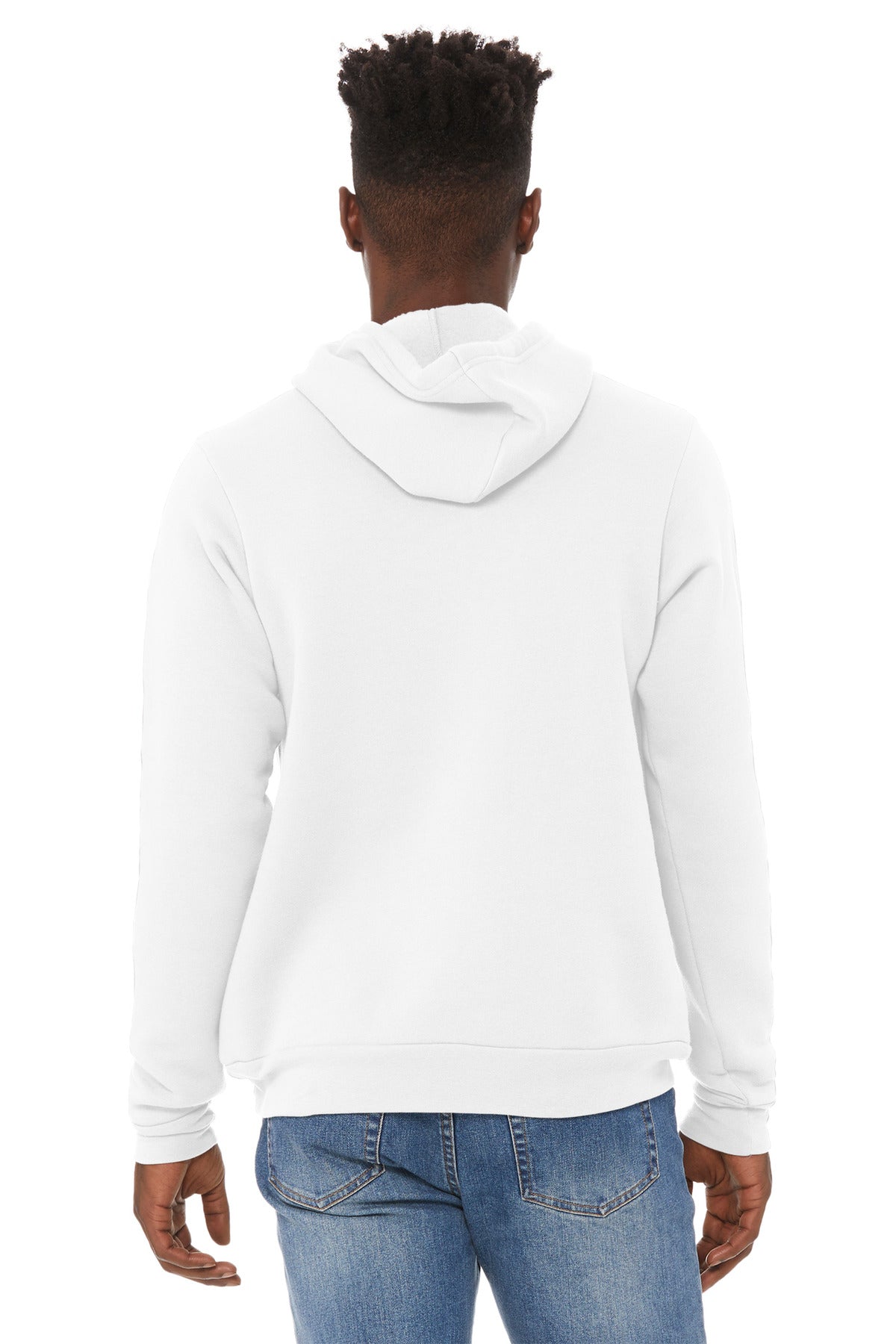 BELLA+CANVAS  Unisex Sponge Fleece Pullover Hoodie. BC3719 DTG White