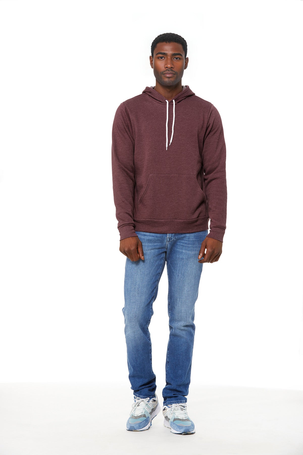 BELLA+CANVAS Unisex Sponge Fleece Pullover Hoodie. BC3719 Heather Maroon