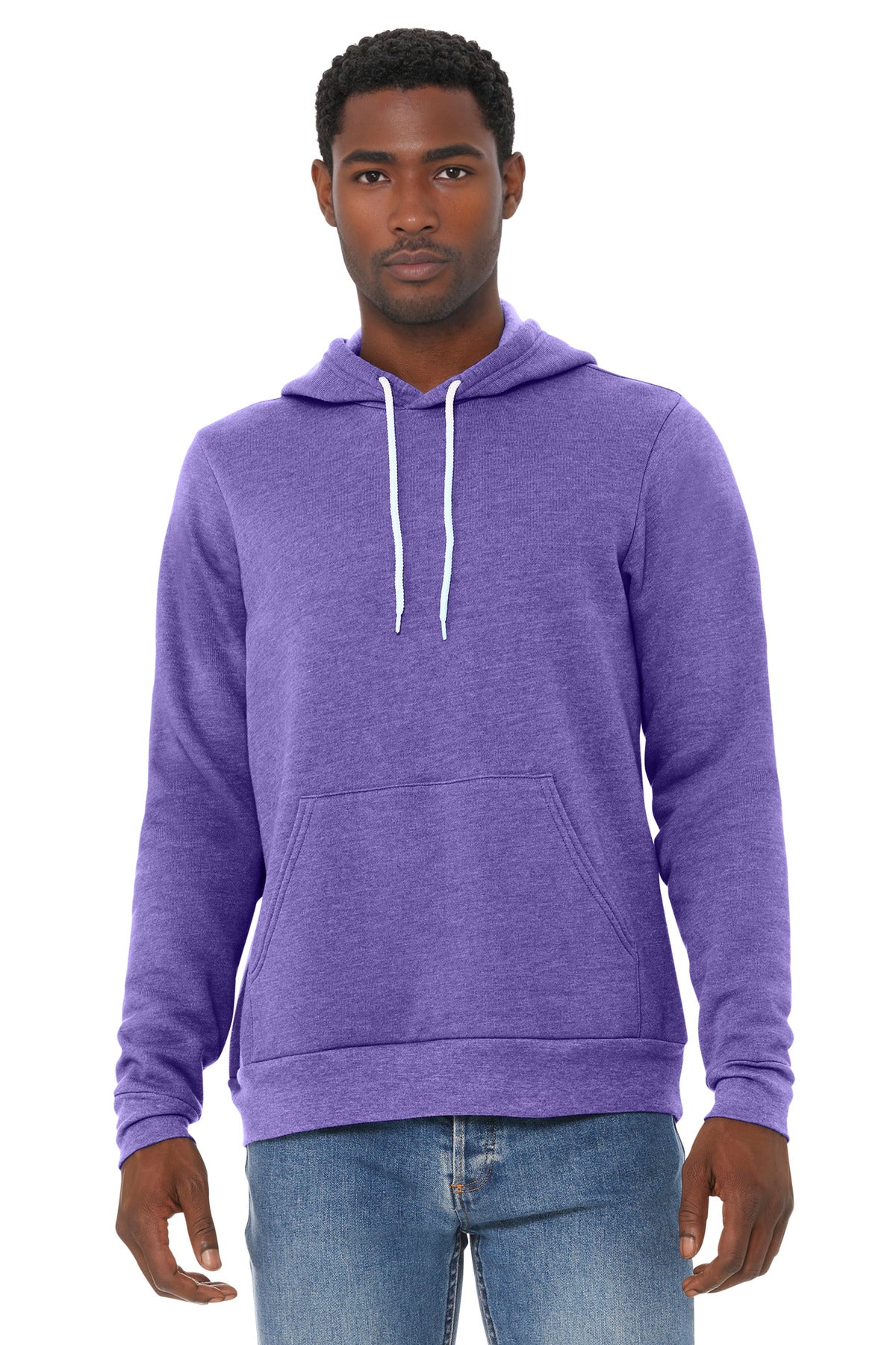 Bella+Canvas Unisex Sponge Fleece Pullover Hoodie BC3719 Heather Team Purple