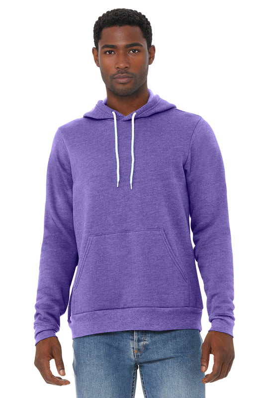 Bella+Canvas Unisex Sponge Fleece Pullover Hoodie BC3719 Heather Team Purple