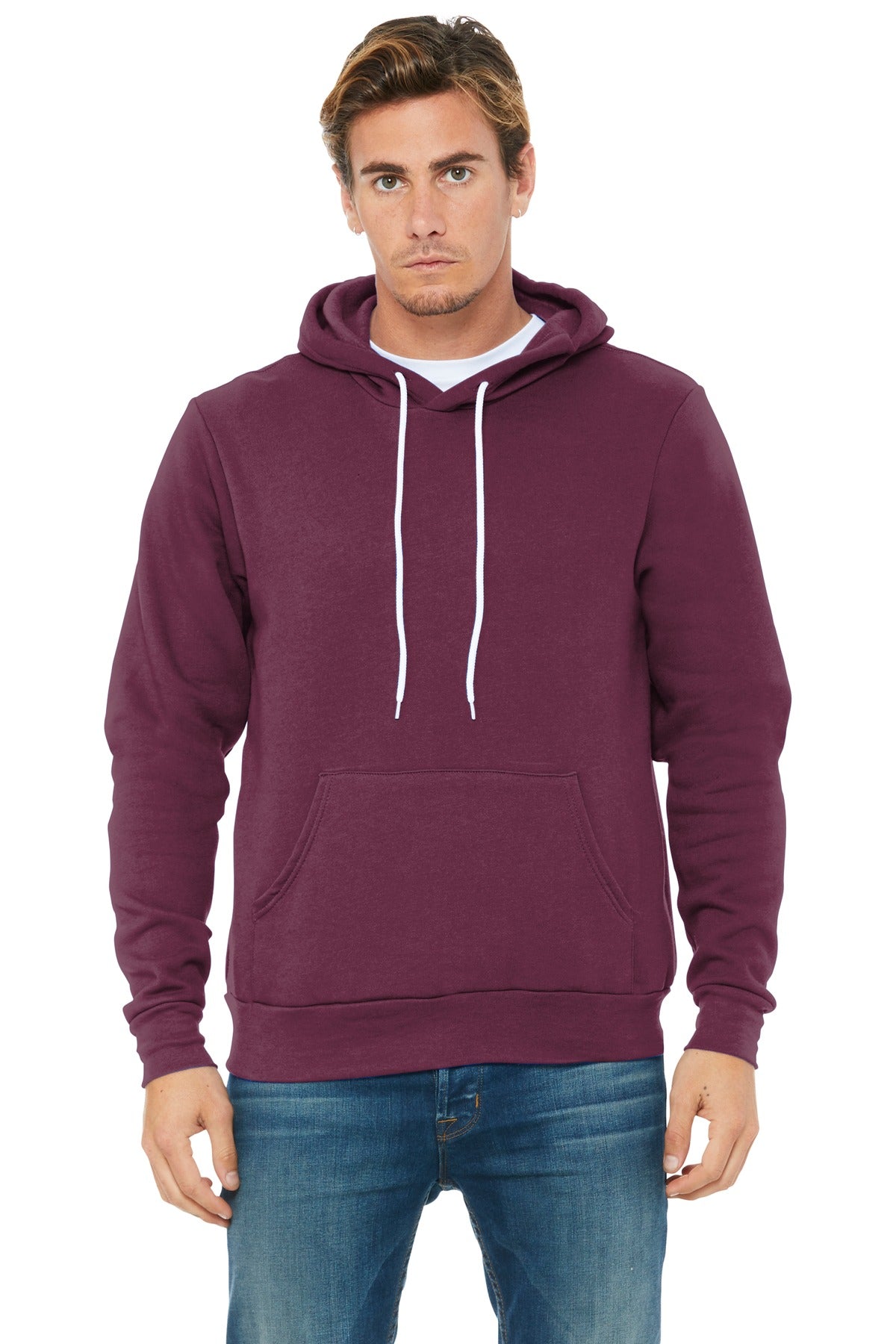 BELLA+CANVAS  Unisex Sponge Fleece Pullover Hoodie. BC3719 Maroon