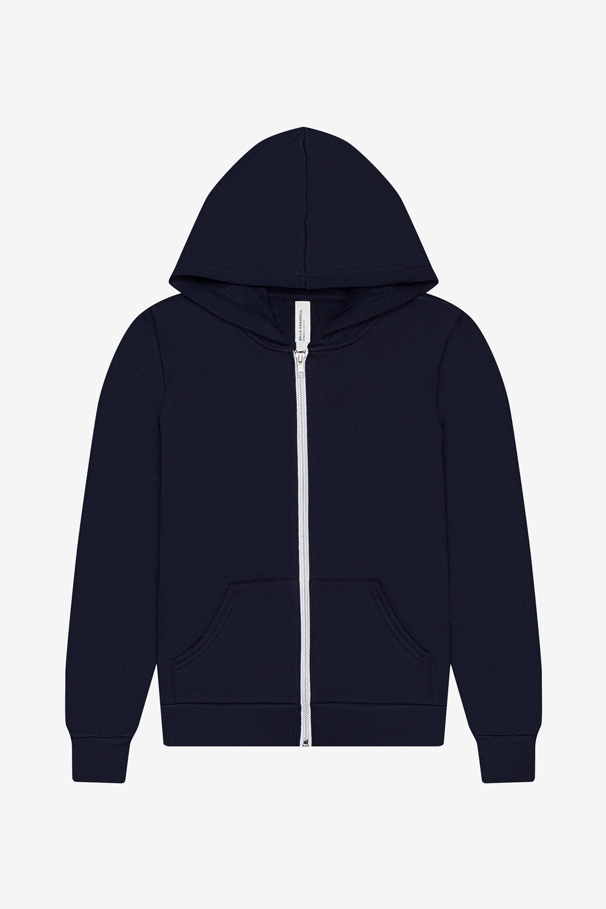 BELLA+CANVAS Youth Sponge Fleece Full-Zip Hooded Sweatshirt BC3739Y Navy
