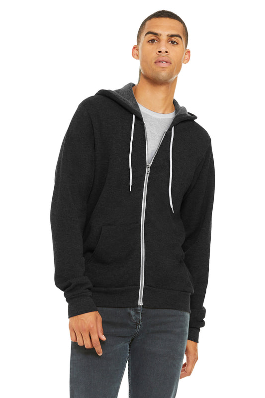 BELLA+CANVAS  Unisex Sponge Fleece Full-Zip Hoodie. BC3739 Black Heather