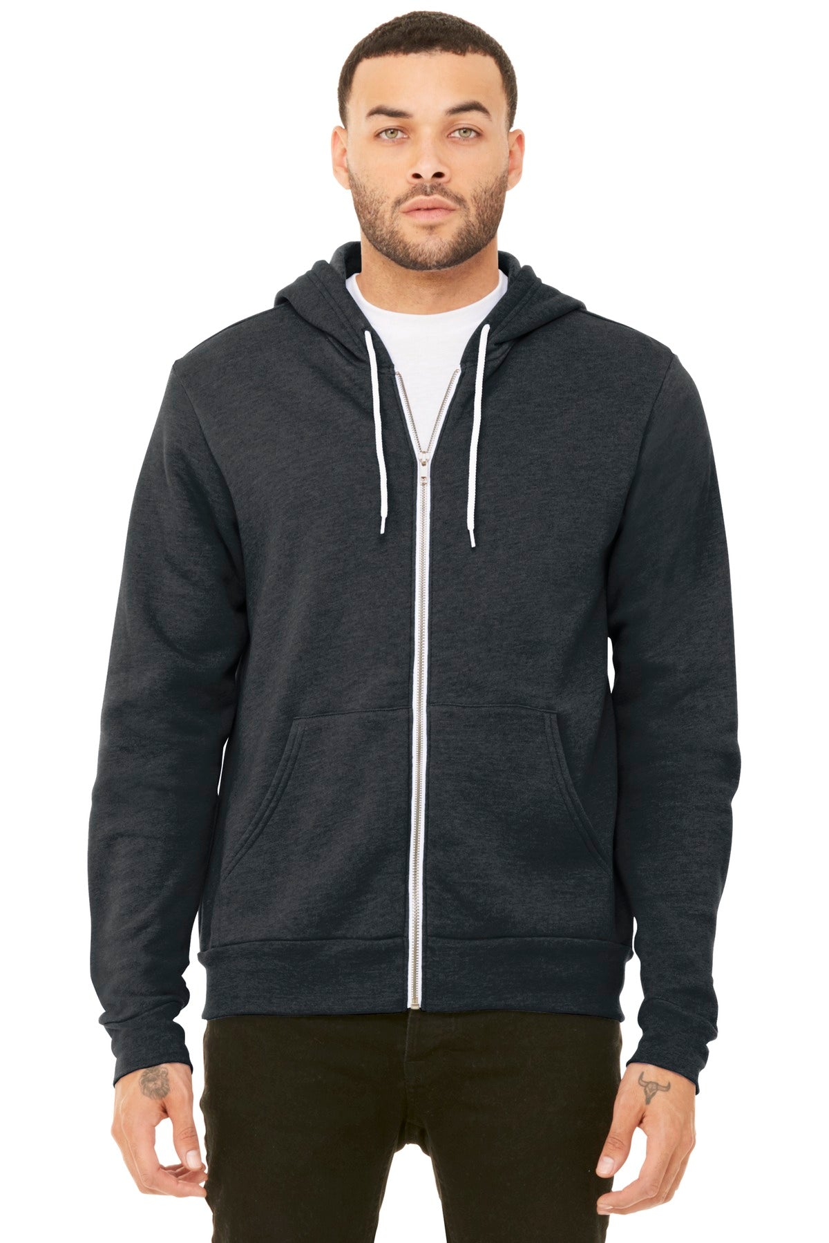 BELLA+CANVAS  Unisex Sponge Fleece Full-Zip Hoodie. BC3739 Dark Grey Heather