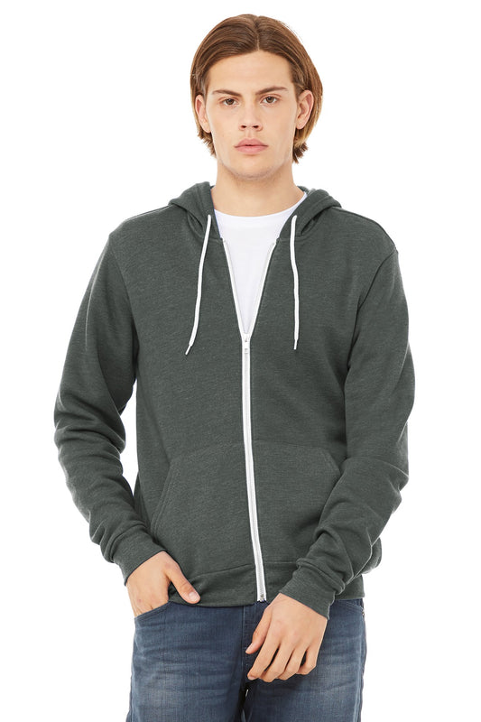 Bella+Canvas Unisex Sponge Fleece Full-Zip Hoodie BC3739 Deep Heather