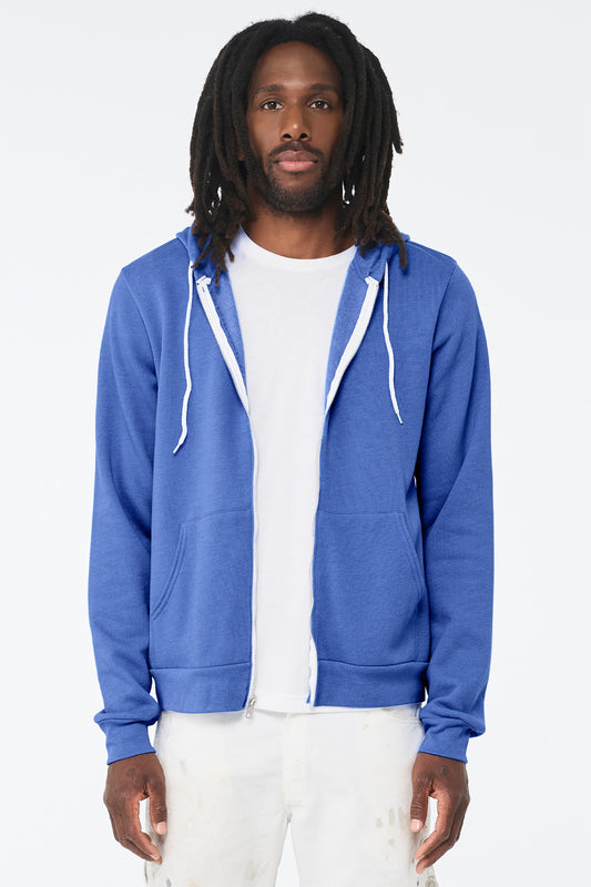 Bella+Canvas Unisex Sponge Fleece Full-Zip Hoodie BC3739 Heather Columbia Blue