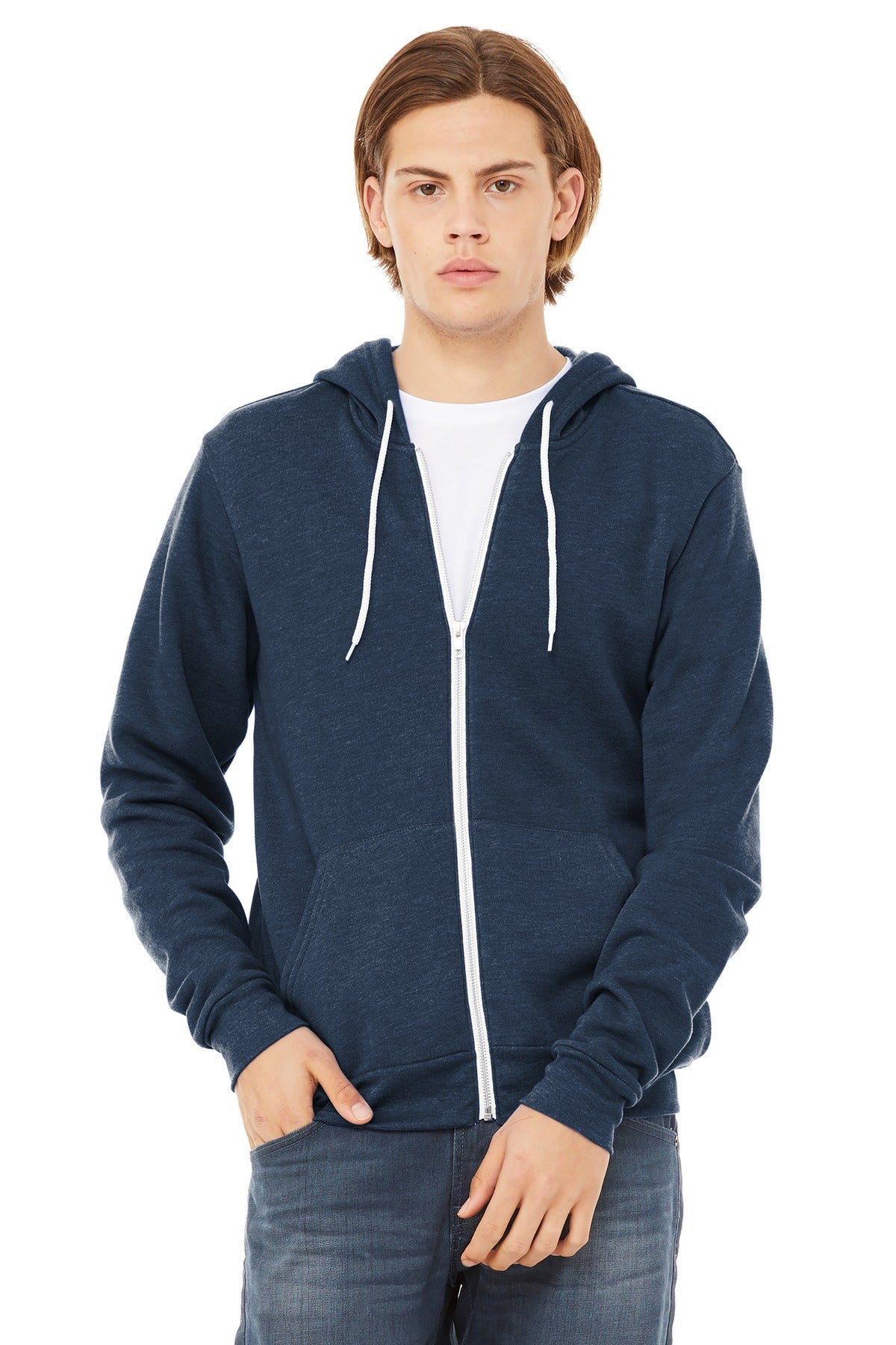 Bella+Canvas Unisex Sponge Fleece Full-Zip Hoodie BC3739 Heather Navy