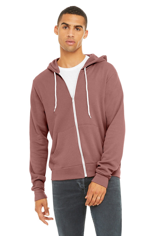 Bella+Canvas Unisex Sponge Fleece Full-Zip Hoodie BC3739 Mauve