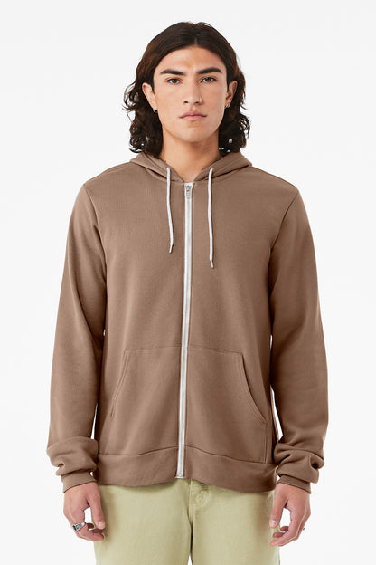 Bella+Canvas Unisex Sponge Fleece Full-Zip Hoodie BC3739 Vintage Brown