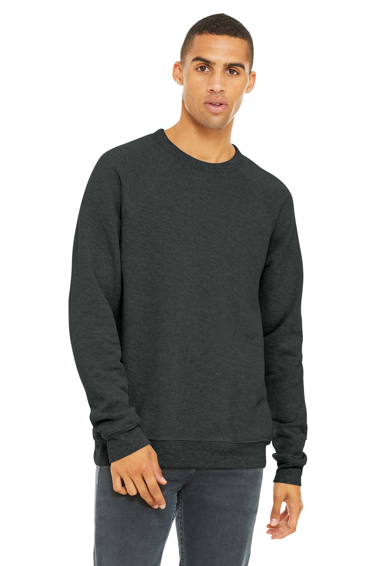 Bella+Canvas Unisex Sponge Fleece Raglan Sweatshirt BC3901 Dark Grey Heather