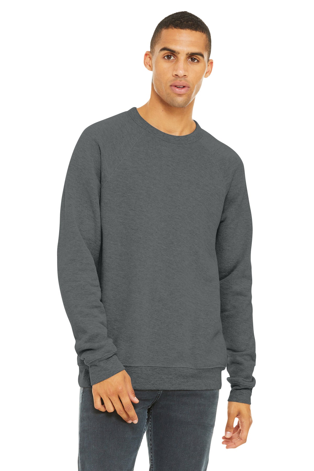 Bella+Canvas Unisex Sponge Fleece Raglan Sweatshirt BC3901 Grey Triblend