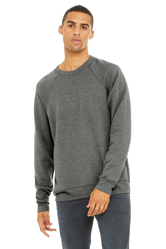 BELLA+CANVAS  Unisex Sponge Fleece Raglan Sweatshirt. BC3901 Grey Triblend