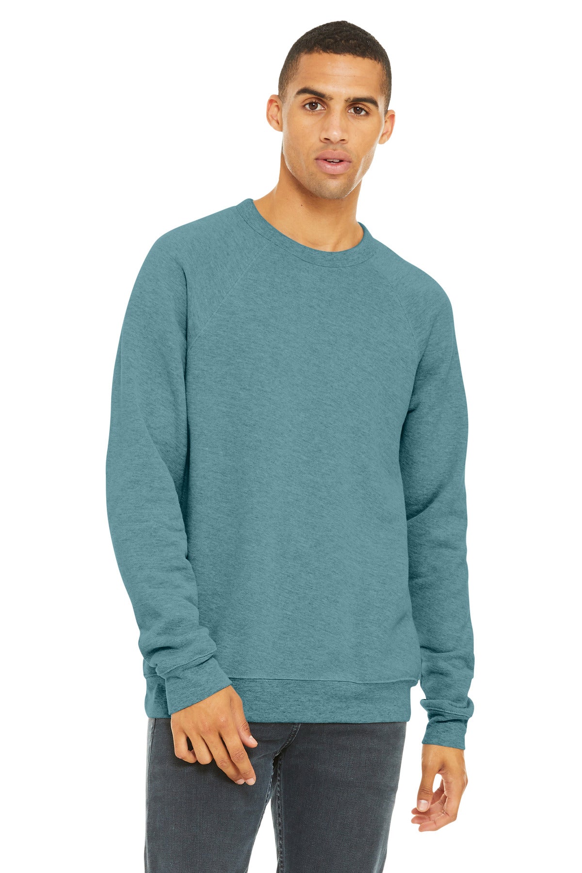 Bella+Canvas Unisex Sponge Fleece Raglan Sweatshirt BC3901 Heather Blue Lagoon