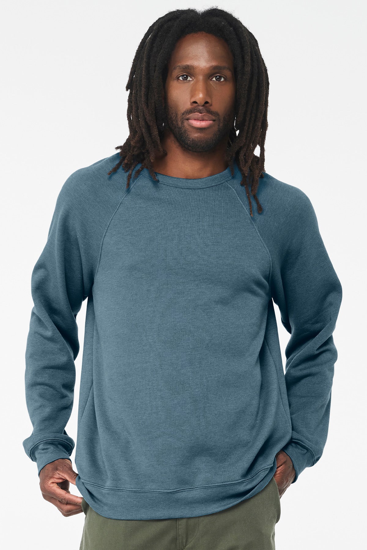 Bella+Canvas Unisex Sponge Fleece Raglan Sweatshirt BC3901 Heather Deep Teal