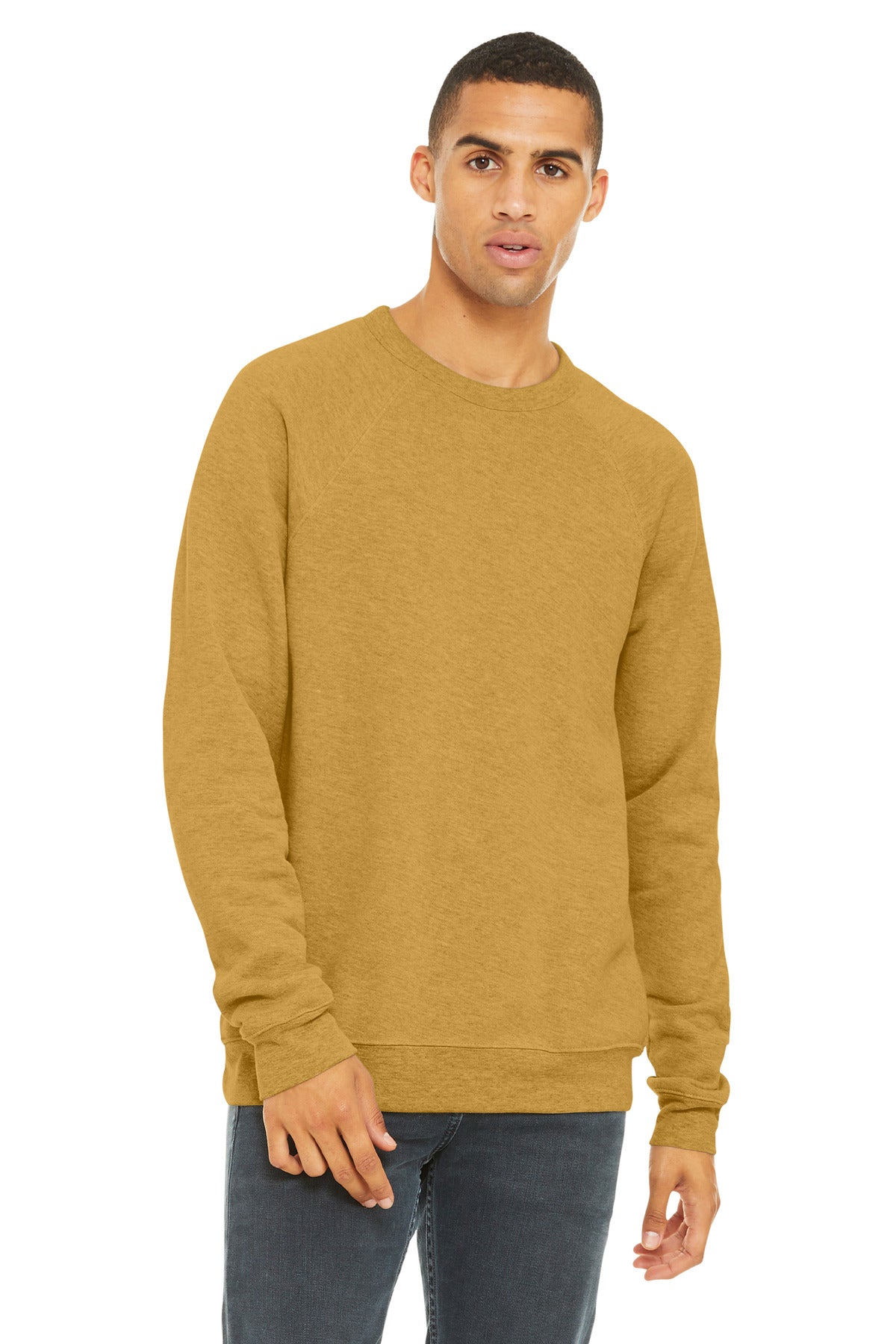 Bella+Canvas Unisex Sponge Fleece Raglan Sweatshirt BC3901 Heather Mustard