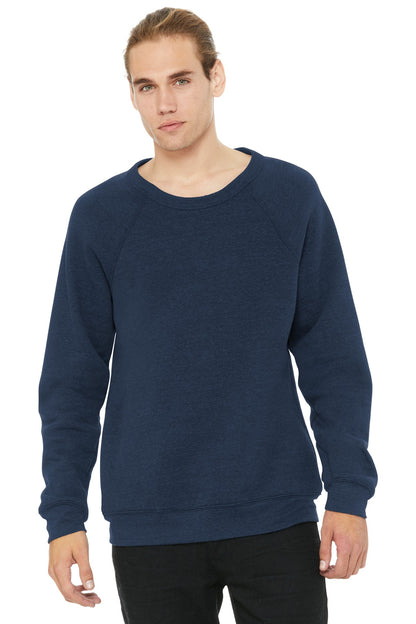 BELLA+CANVAS  Unisex Sponge Fleece Raglan Sweatshirt. BC3901 Heather Navy