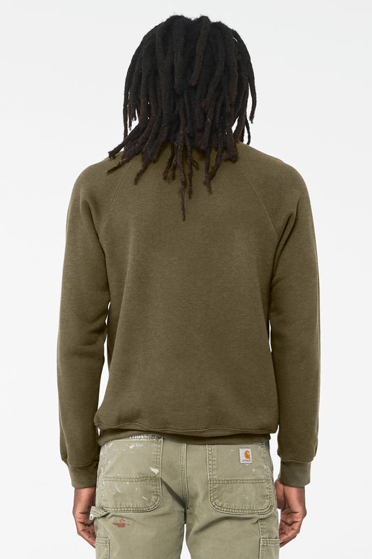 Bella+Canvas Unisex Sponge Fleece Raglan Sweatshirt BC3901 Heather Olive