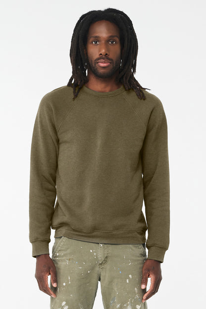 Bella+Canvas Unisex Sponge Fleece Raglan Sweatshirt BC3901 Heather Olive