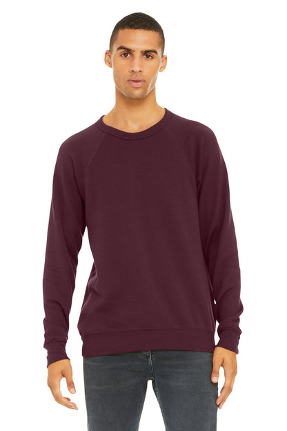 Bella+Canvas Unisex Sponge Fleece Raglan Sweatshirt BC3901 Maroon