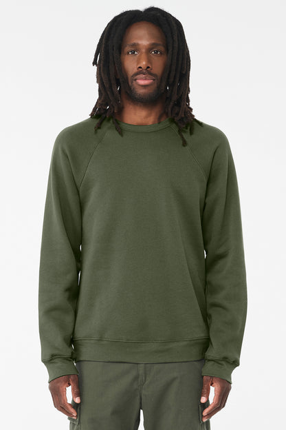 BELLA+CANVAS  Unisex Sponge Fleece Raglan Sweatshirt. BC3901 Military Green