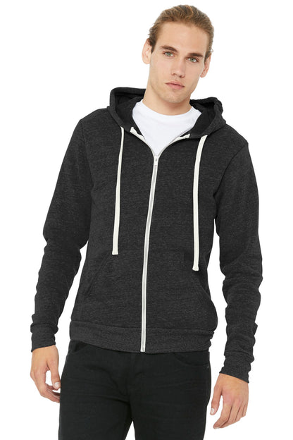 Bella+Canvas Unisex Triblend Sponge Fleece Full-Zip Hoodie BC3909 Charcoal-Black Triblend