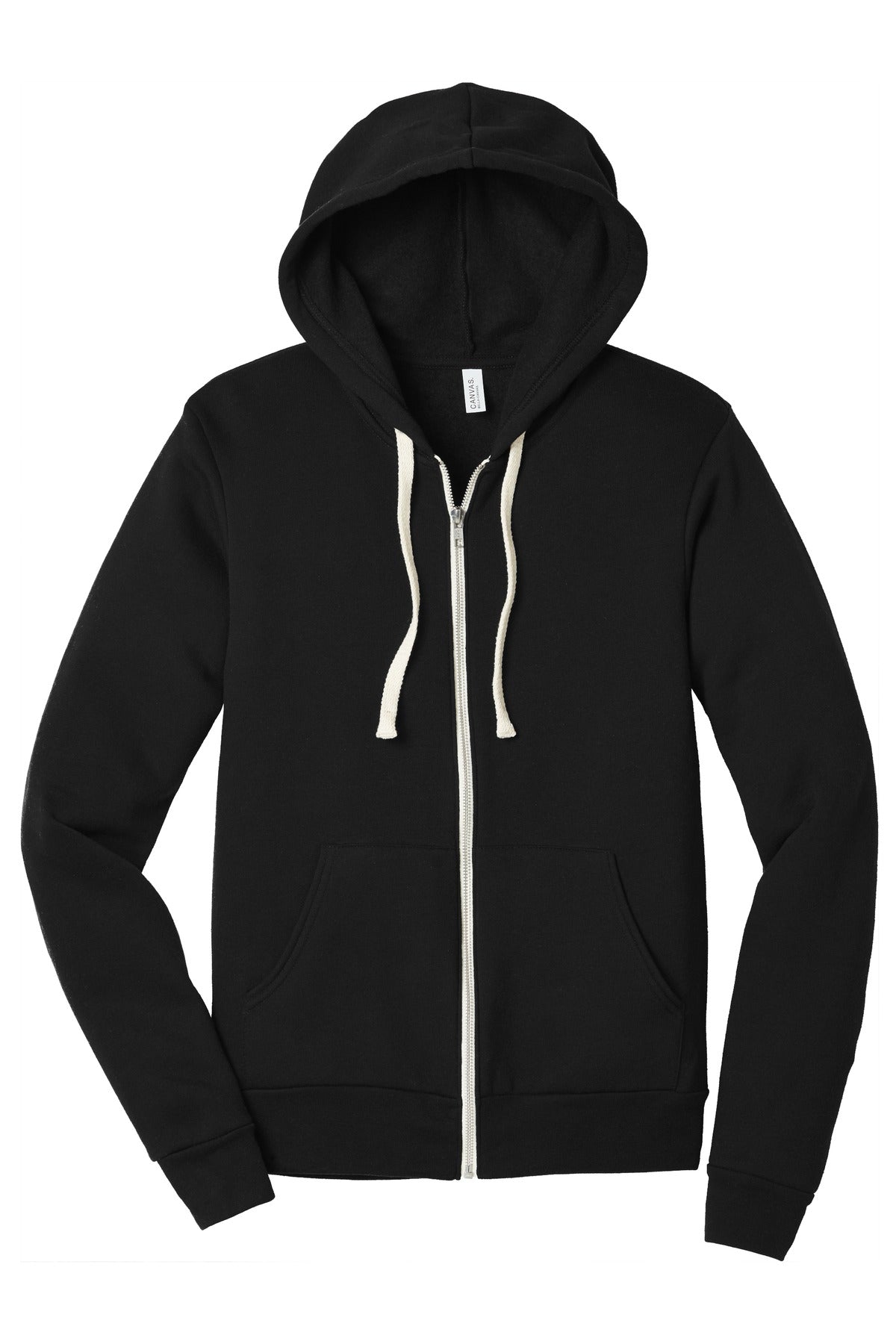 BELLA+CANVAS  Unisex Triblend Sponge Fleece Full-Zip Hoodie. BC3909 Solid Black Triblend