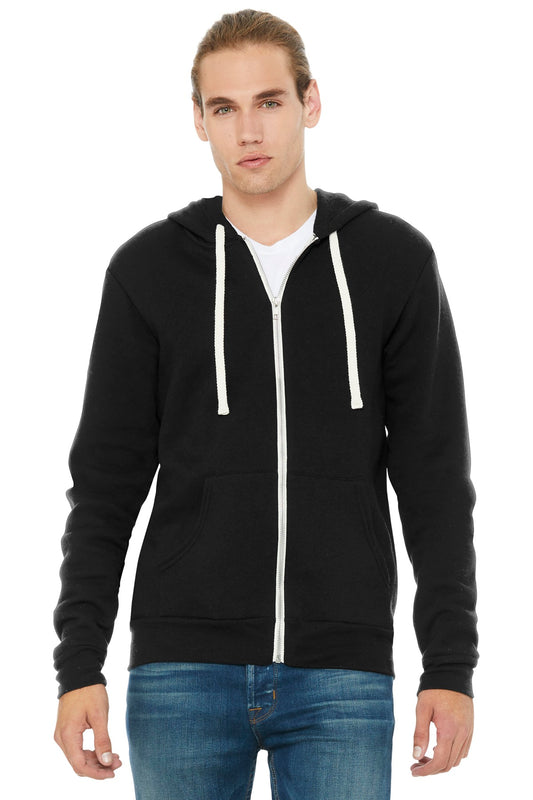 BELLA+CANVAS  Unisex Triblend Sponge Fleece Full-Zip Hoodie. BC3909 Solid Black Triblend