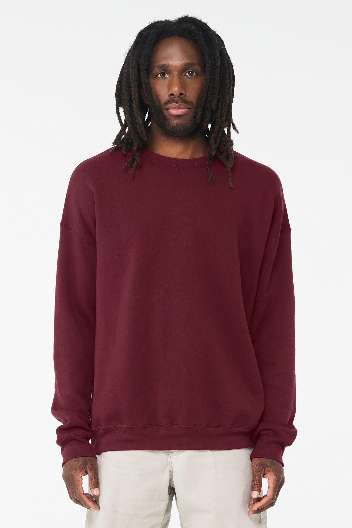 Bella+Canvas Unisex Sponge Fleece Drop Shoulder Sweatshirt BC3945 Maroon