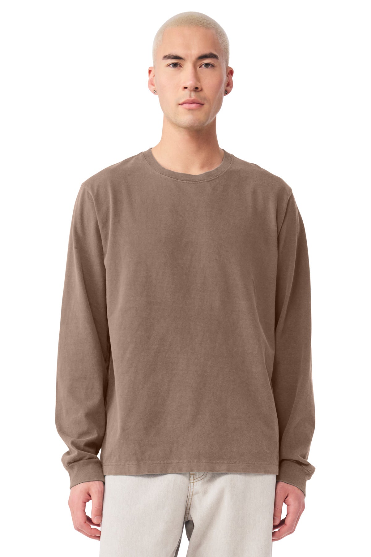 Bella+Canvas Unisex Heavyweight Garment-Dyed Long Sleeve Tee BC4851GD Washed Cocoa