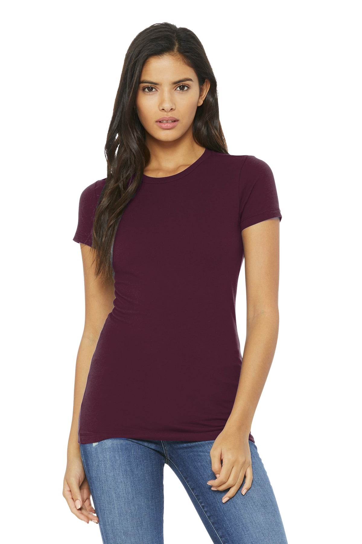 BELLA+CANVAS  Women's Slim Fit Tee. BC6004 Maroon