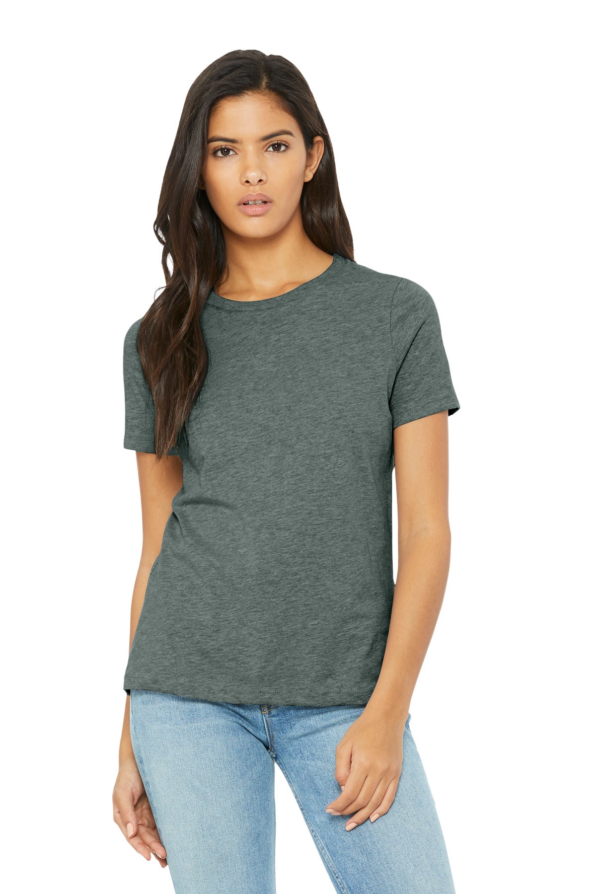 Bella+Canvas Women's Relaxed CVC Tee BC6400CVC Heather Blue Storm