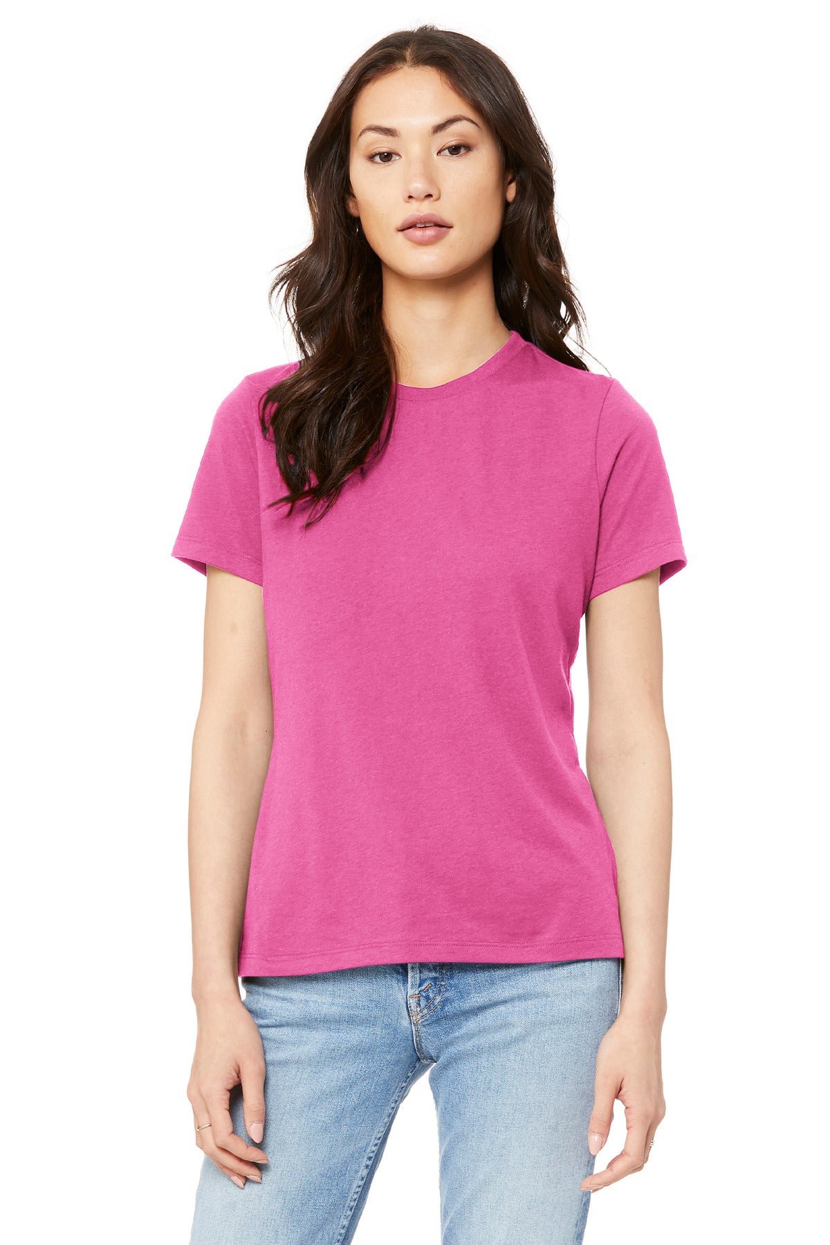 BELLA+CANVAS  Women's Relaxed Jersey Short Sleeve Tee. BC6400 Charity Pink
