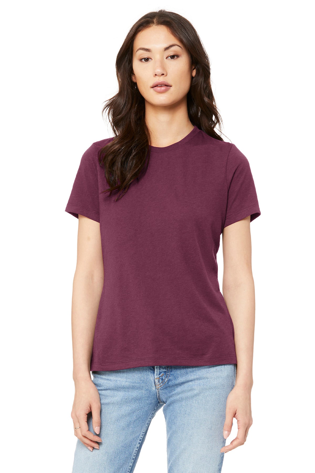 BELLA+CANVAS  Women's Relaxed Jersey Short Sleeve Tee. BC6400 Maroon