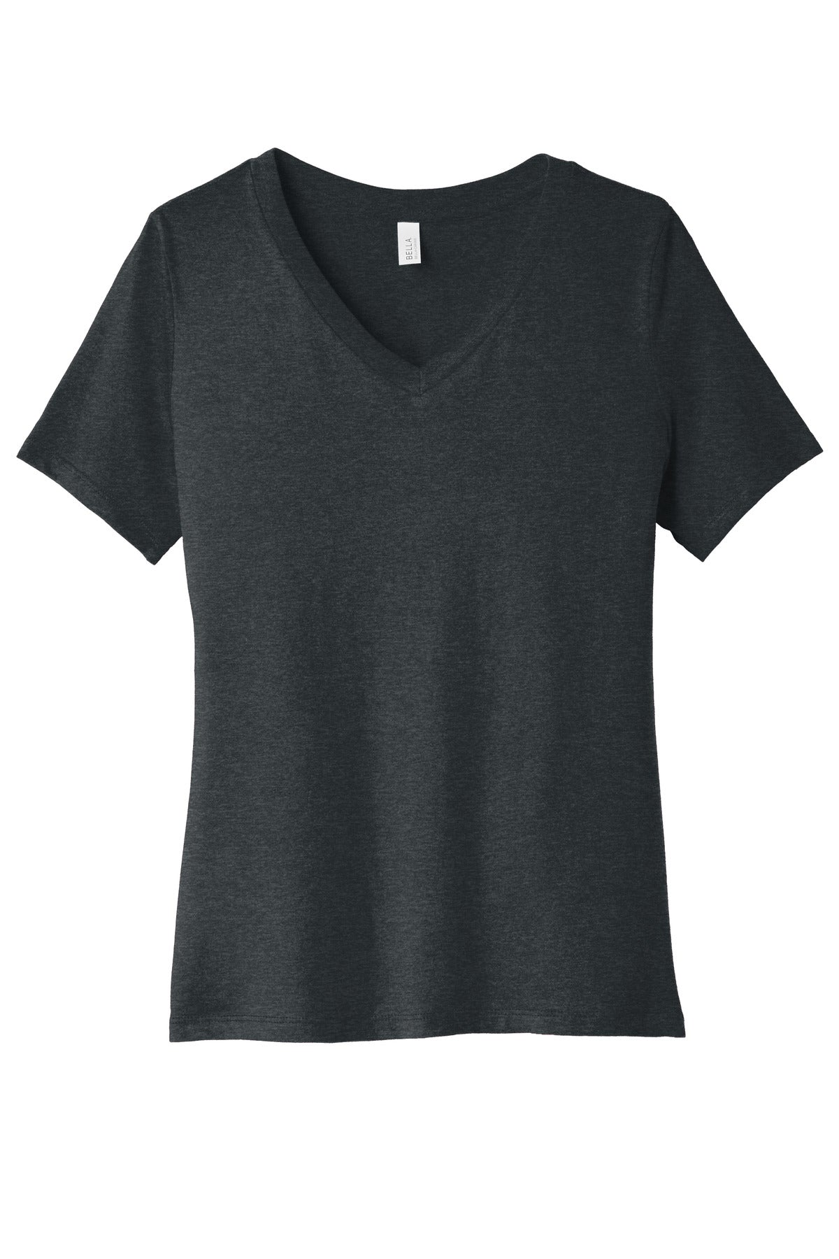 BELLA+CANVAS Women's Relaxed Heather CVC V-Neck Tee BC6405CVC Dark Grey Heather
