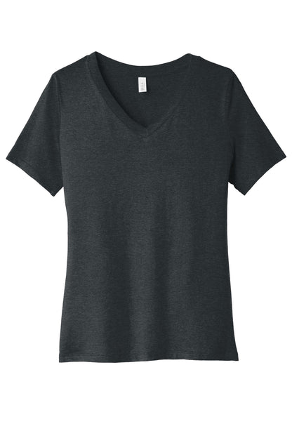 BELLA+CANVAS Women's Relaxed Heather CVC V-Neck Tee BC6405CVC Dark Grey Heather