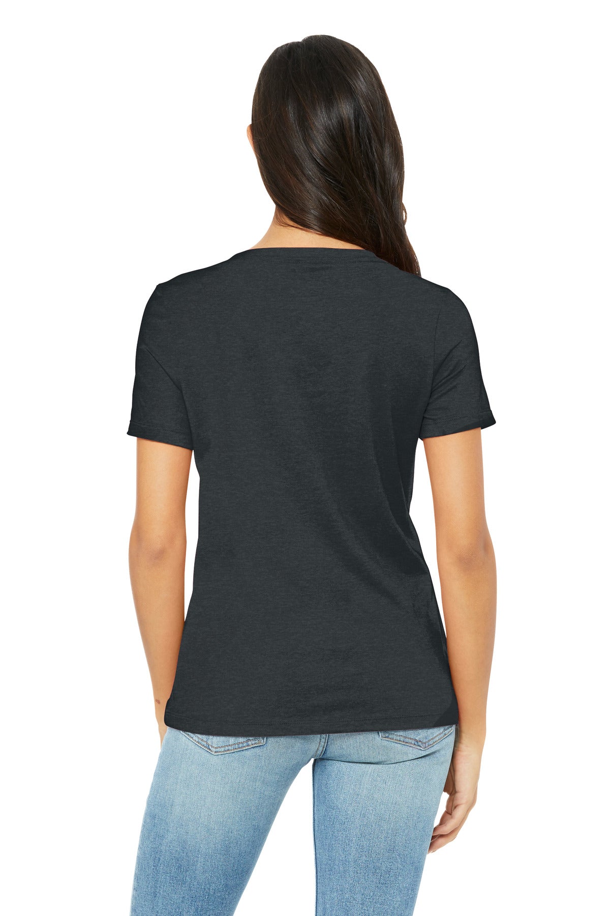 BELLA+CANVAS Women's Relaxed Heather CVC V-Neck Tee BC6405CVC Dark Grey Heather