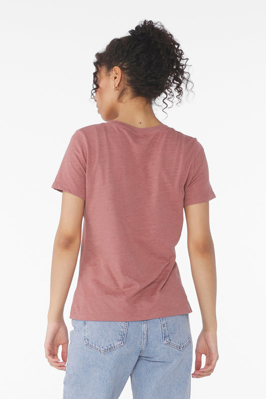 Bella+Canvas Women's Relaxed Heather CVC V-Neck Tee BC6405CVC Heather Mauve