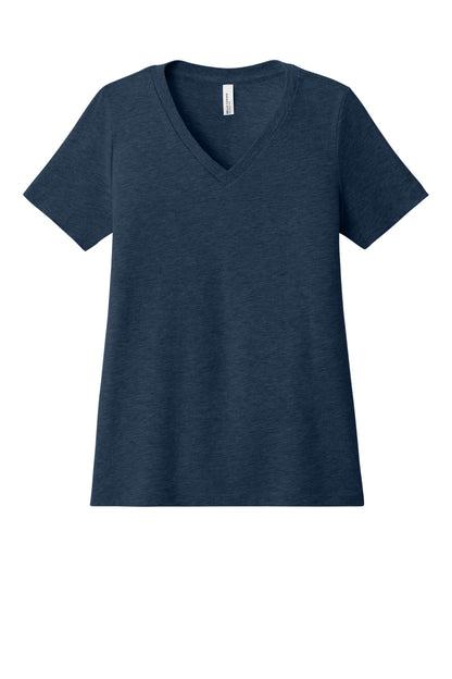 Bella+Canvas Women's Relaxed Heather CVC V-Neck Tee BC6405CVC Heather Navy