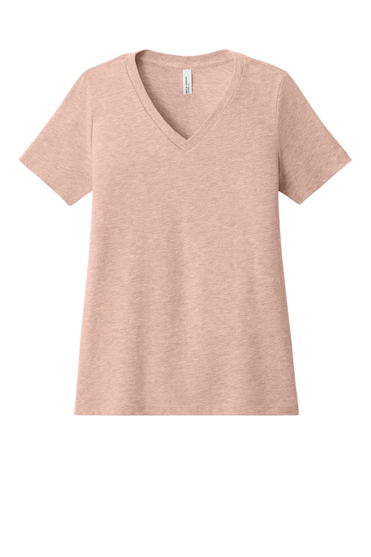Bella+Canvas Women's Relaxed Heather CVC V-Neck Tee BC6405CVC Heather Peach