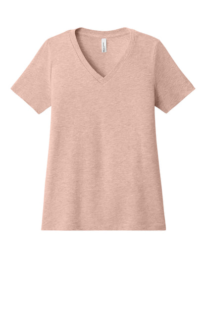 Bella+Canvas Women's Relaxed Heather CVC V-Neck Tee BC6405CVC Heather Peach