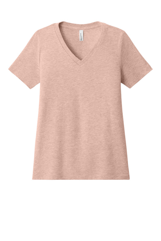 Bella+Canvas Women's Relaxed Heather CVC V-Neck Tee BC6405CVC Heather Peach