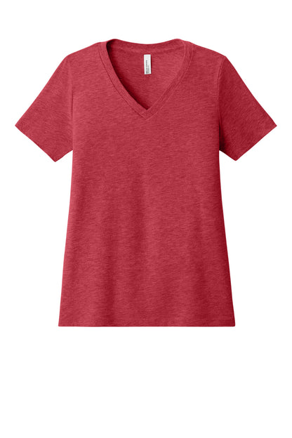 Bella+Canvas Women's Relaxed Heather CVC V-Neck Tee BC6405CVC Heather Red