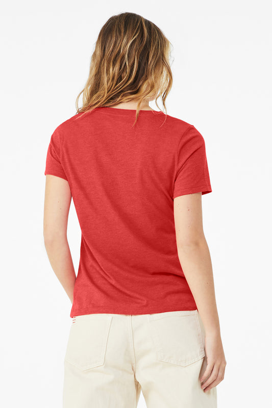 Bella+Canvas Women's Relaxed Heather CVC V-Neck Tee BC6405CVC Heather Red
