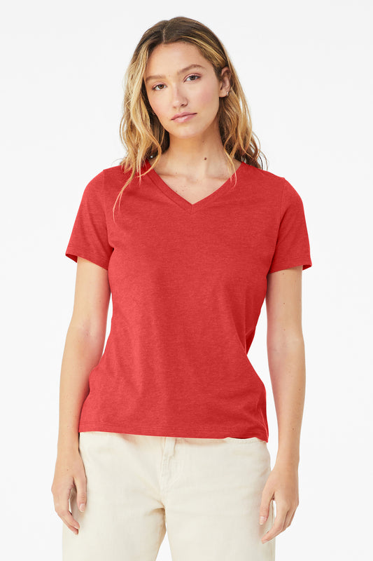 Bella+Canvas Women's Relaxed Heather CVC V-Neck Tee BC6405CVC Heather Red