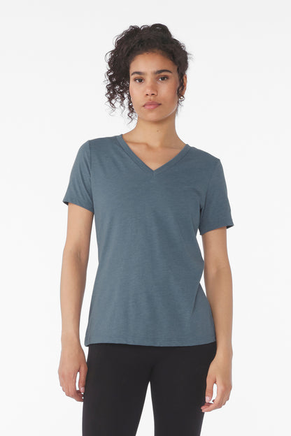 Bella+Canvas Women's Relaxed Heather CVC V-Neck Tee BC6405CVC Heather Slate