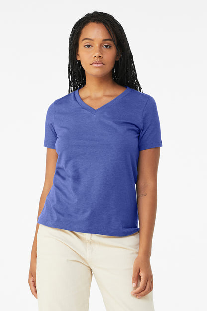 Bella+Canvas Women's Relaxed Heather CVC V-Neck Tee BC6405CVC Heather True Royal