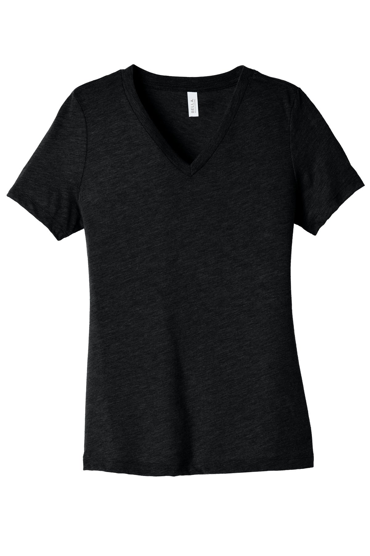 BELLA+CANVAS Women's Relaxed Heather CVC V-Neck Tee BC6405CVC Solid Black Blend